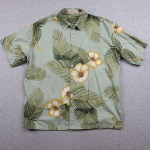Paradise Island Shirt Mens Large Hawaiian Tropical Casual Button Up Short Sleeve